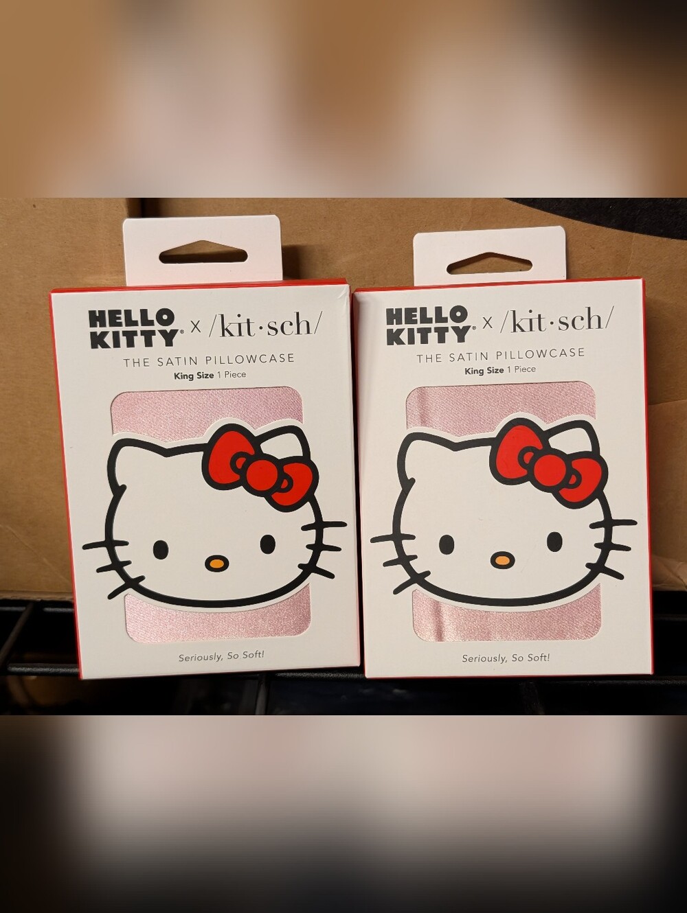 2 New, Kitsch x Hello Kitty Satin Pillowcases (King)